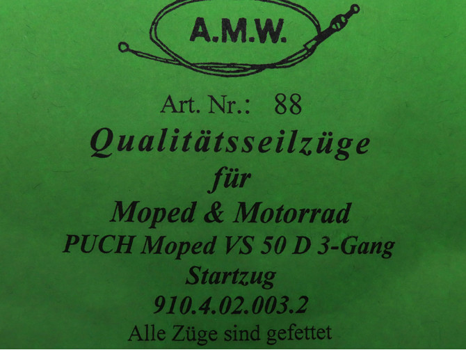 Bowdenzug Puch VS50 D 3-Gang Startzug choke mit Nippel AMW product